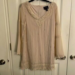 Orphan Black Helena Wedding Dress Cream Long‎ Sleeve women’s sz L embroidered